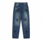 CHROME HEARTS BLACK CROSS PATCH JEANS DENIM