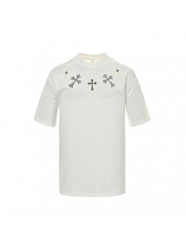 CHROME HEARTS CROSS PATCH COLLAR T-SHIRT WHITE