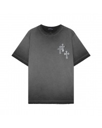 CHROME HEARTS CROSS PATCH T-SHIRT WASHED GREY
