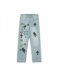 CHROME HEARTS SEX EMBROIDERED JEANS BLUE