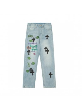 CHROME HEARTS SEX EMBROIDERED JEANS BLUE