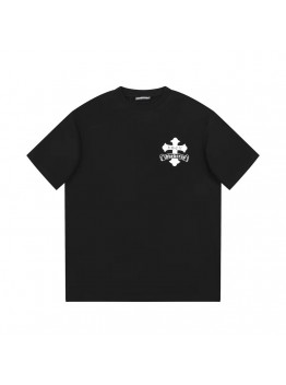 CHROME HEARTS WHITE DOUBLE CROSS T-SHIRT BLACK