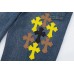 CHROME HEARTS PAINT DRIP CROSS PATCH JEANS DENIM