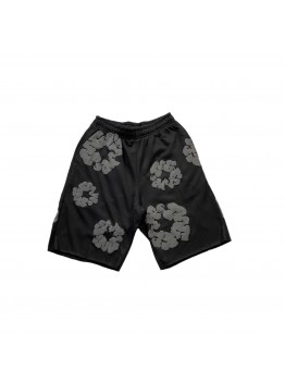 DENIM TEARS COTTON WREATH SHORTS MONOCHROME BLACK