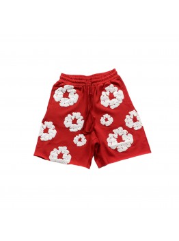 DENIM TEARS COTTON WREATH SHORTS RED