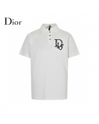Dior Oblique Embroidered White Polo Shirt