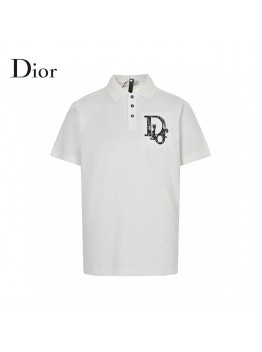 Dior Oblique Embroidered White Polo Shirt