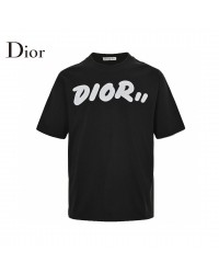 Dior Oversized White Logo Black T-Shirt