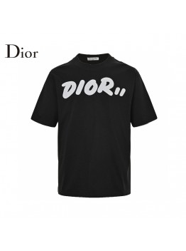Dior Oversized White Logo Black T-Shirt
