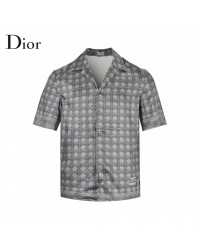 Dior Geometric Pattern Short Sleeve Shirt in Gray