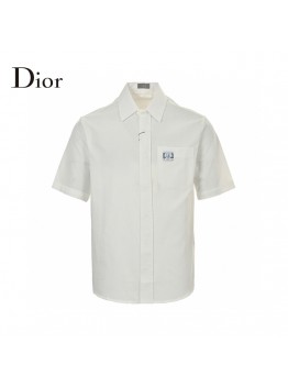 Dior Short Sleeve Button-Up Shirt (White)
