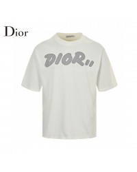 Dior Oversized Grey Logo White T-Shirt