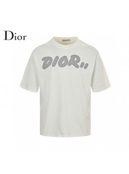 Dior Oversized Grey Logo White T-Shirt