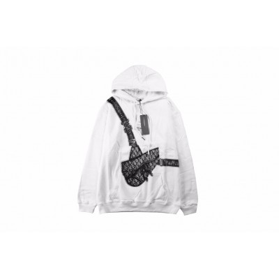 Dior White Hoodie with Bag Design