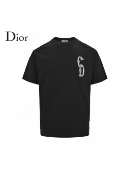 Dior Embroidered CD Logo T-Shirt (Black)