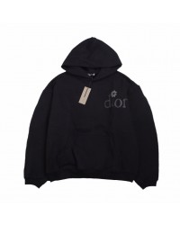 DIOR FLOWER LOGO HOODIE BLACK