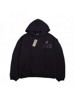 DIOR FLOWER LOGO HOODIE BLACK