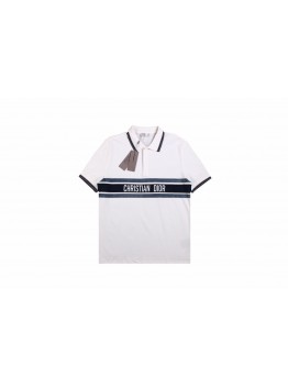 Christian Dior "Striped Logo" Polo Shirt