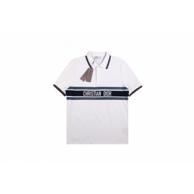 Christian Dior "Striped Logo" Polo Shirt