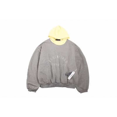 Fear of God Essentials Hoodie - Grey with Yellow Hood