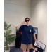 Gucci Navy Blue T-Shirt with Vertical Logo Patch