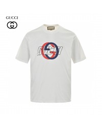 Gucci White T-Shirt with Overlapping Logo