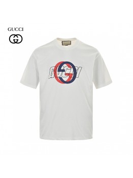Gucci White T-Shirt with Overlapping Logo