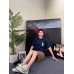 Gucci Navy Blue T-Shirt with Vertical Logo Patch
