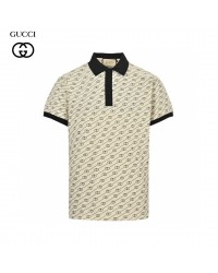 Gucci Beige GG Pattern Polo Shirt