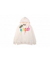 Gucci Rainbow Logo Hoodie - Cream