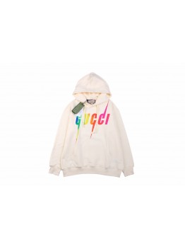 Gucci Rainbow Logo Hoodie - Cream