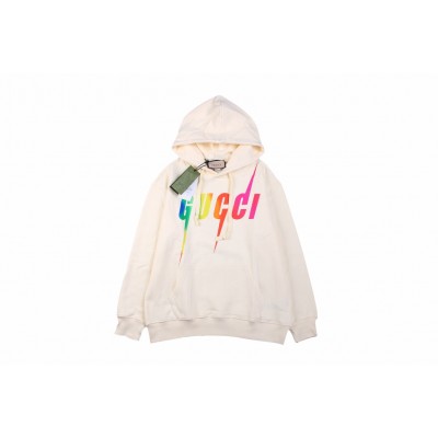 Gucci Rainbow Logo Hoodie - Cream