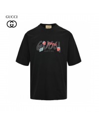 Gucci Strawberry Logo T-Shirt (Black)