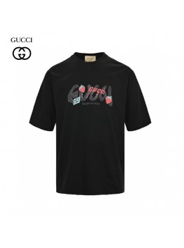 Gucci Strawberry Logo T-Shirt (Black)