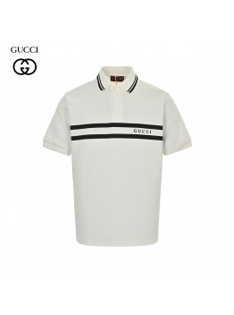 Gucci Striped Logo Polo Shirt (White)