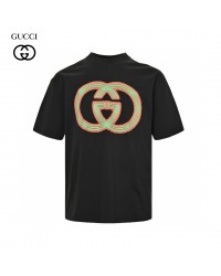 Gucci Multicolor Interlocking G Logo Black T-Shirt