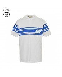 Gucci GG Blue Stripe White T-Shirt