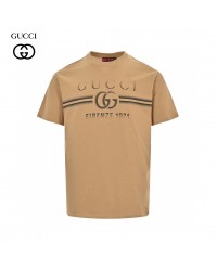 Gucci Tan T-Shirt with Firenze 1921 Logo