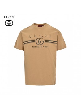Gucci Tan T-Shirt with Firenze 1921 Logo