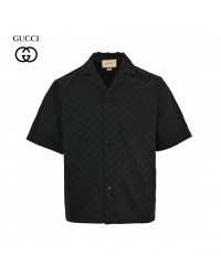 Gucci GG Monogram Black Short Sleeve Shirt
