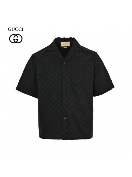 Gucci GG Monogram Black Short Sleeve Shirt