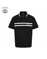 Gucci Striped Logo Polo Shirt (Black)