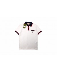 Gucci Polo Shirt with Web Collar (White)