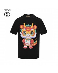 Gucci Black T-Shirt with Dragon Cartoon