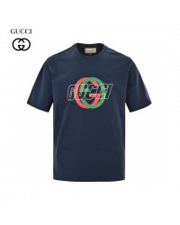 Gucci Navy T-Shirt with Overlapping Logo