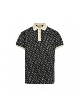 GUCCI GG PATTERN POLO SHIRT BLACK
