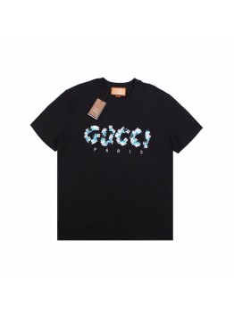 GUCCI x BALENCIAGA FLOWER LOGO T-SHIRT BLACK