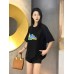 Gucci Black T-Shirt with Pink Dinosaur Graphic