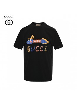 Gucci Black T-Shirt with Dragon Graphic