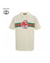 Gucci Cream T-Shirt with Heart Graphic